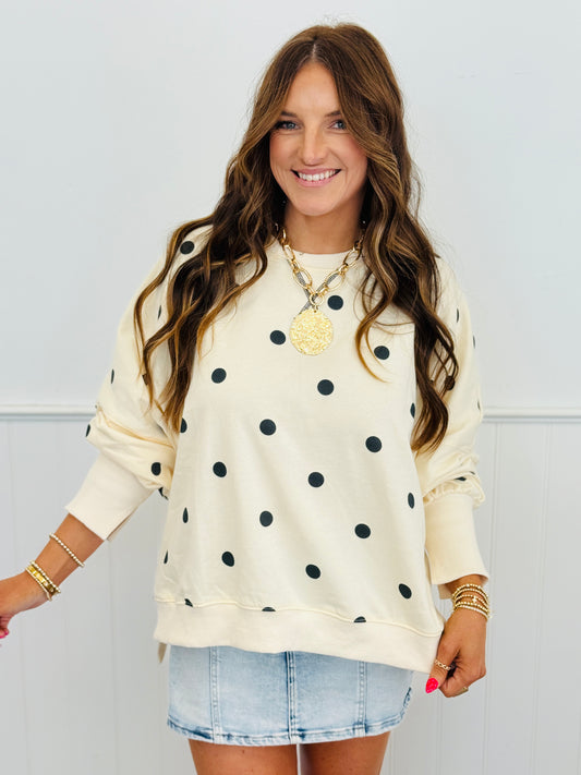Ivory/Black Polka Dot Oversized Sweatshirt (Reg.)