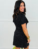 Black/White Polka Dot Wrap Mini Dress (Reg.)