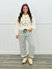 Cream Knit Pearl Studs Stone Sweater Top (Reg. and Plus)