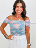 Floral Mesh Square Neck Top (Reg.)-2 Colors