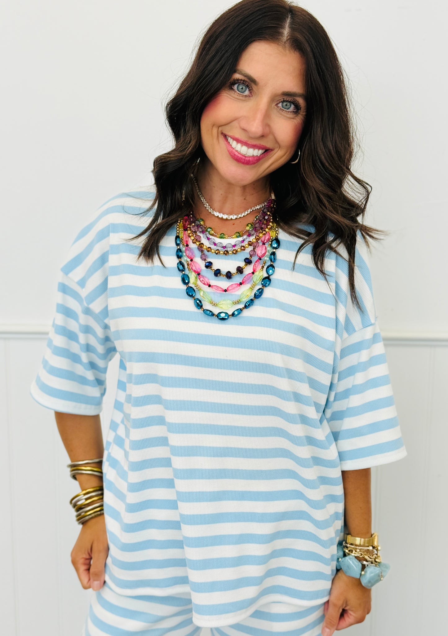 Short Sleeve Striped Top (Reg & Plus)-5 Colors