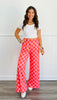 Red/Pink Checkered Knit Pants (Reg & Plus)