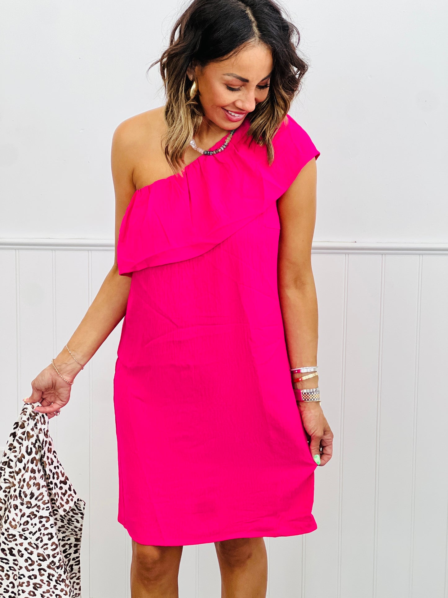 Simple Moment One Shoulder Dress (Reg. & Plus)- 2 Colors