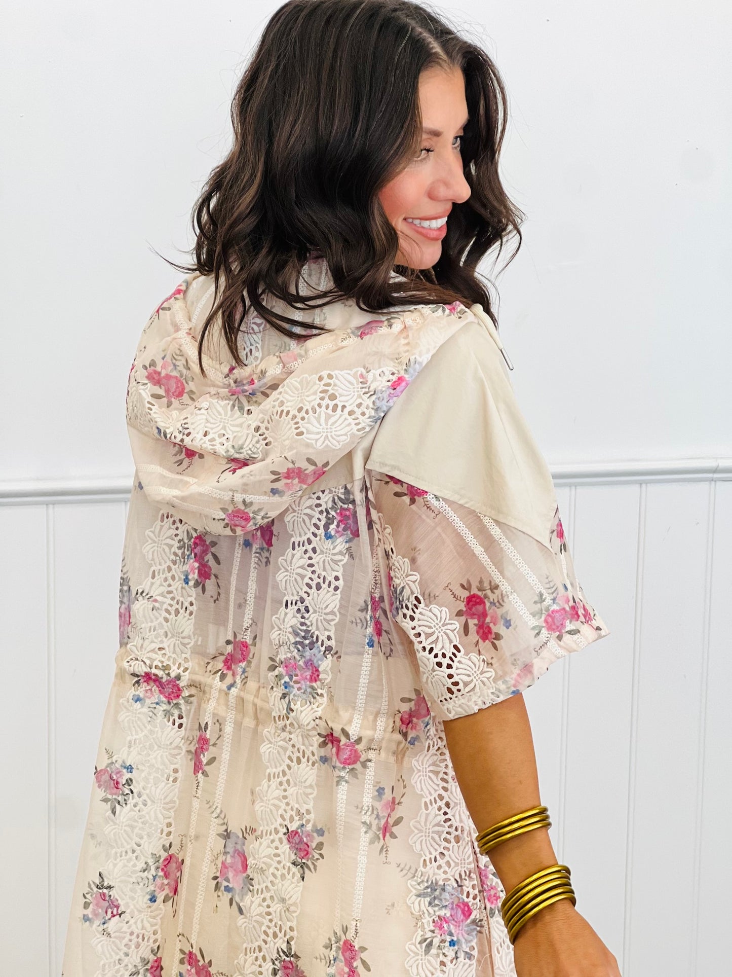 Pink Multi Sheer Floral Hooded Coverup (Reg.)