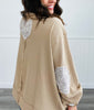 POL Beige Long Sleeve Thermal Peace Patch Top (Reg.)