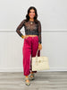 Black/Pink Floral Mesh Top (Reg. and Plus)