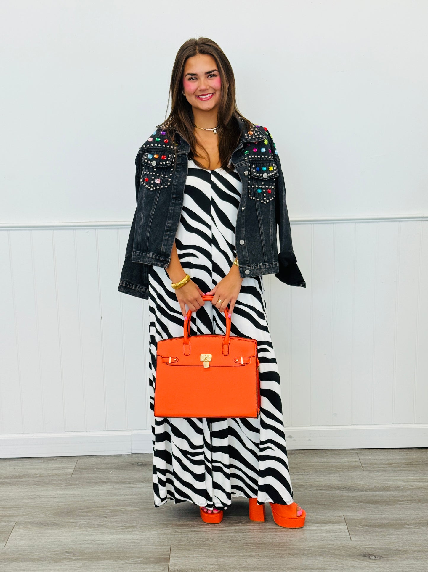 Black Zebra Print Strappy Jumpsuit (Reg & Plus)