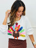 Queen Of Sparkles Grey Rainbow Flower Turkey Sweatshirt (Reg. and Plus)