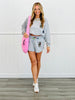 Queen Of Sparkles Grey Rainbow Tie & Logo Shorts (Reg. and Plus)