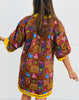 Brown Botanical Puff Sleeve Tunic Mini Dress (Reg. and Plus)