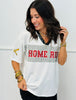 White Home Run Sequin Jersey Top (Reg. and Plus)