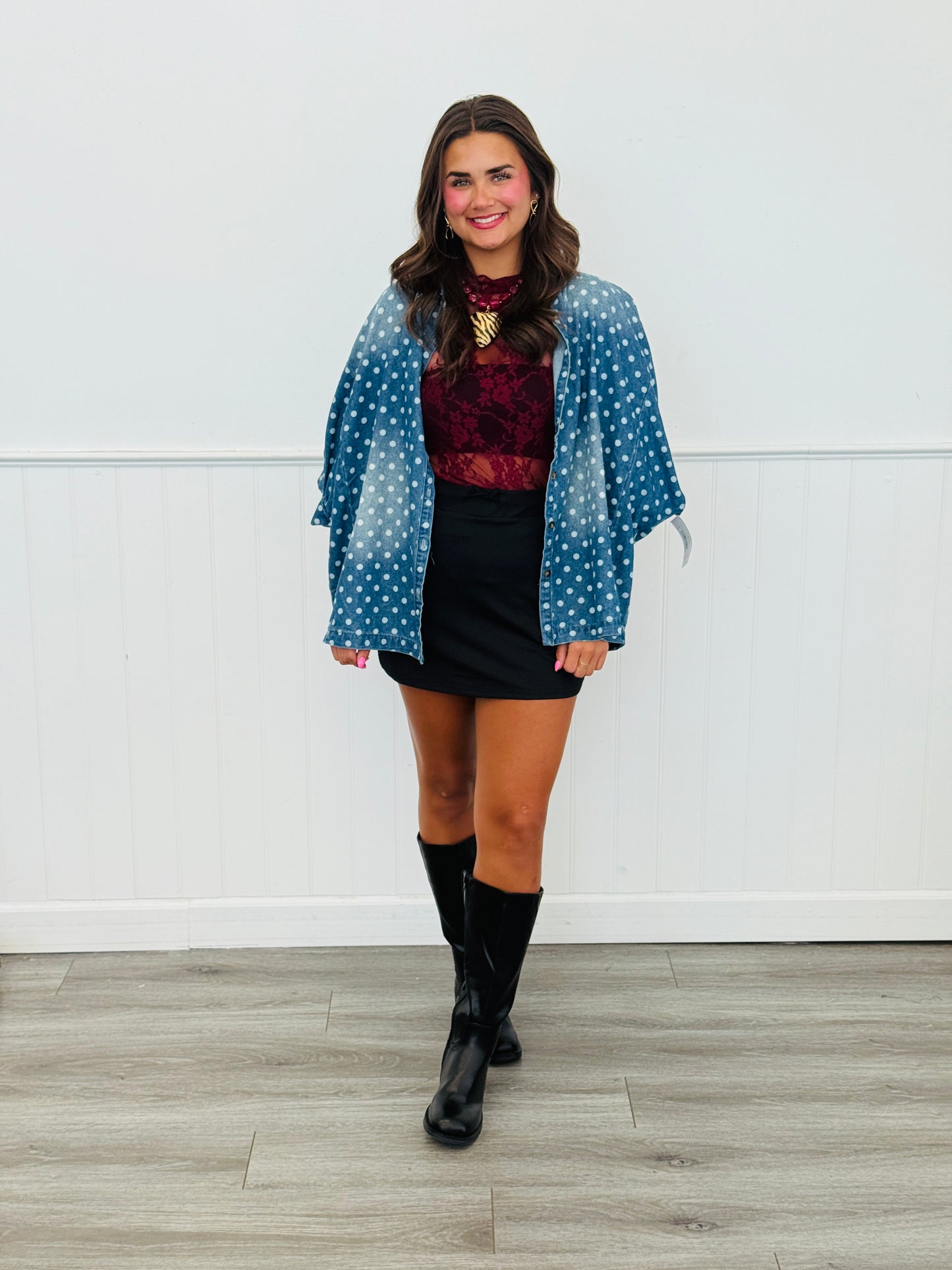 Burgundy Mesh Floral Print Lace Top (Reg. and Plus)