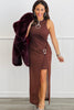 Dark Brown Side Buckle Maxi Dress (Reg.)