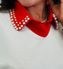 Red Pearl Embellished Collar (OS)
