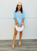Blue Lace Detail Side Slit Top (One Size)