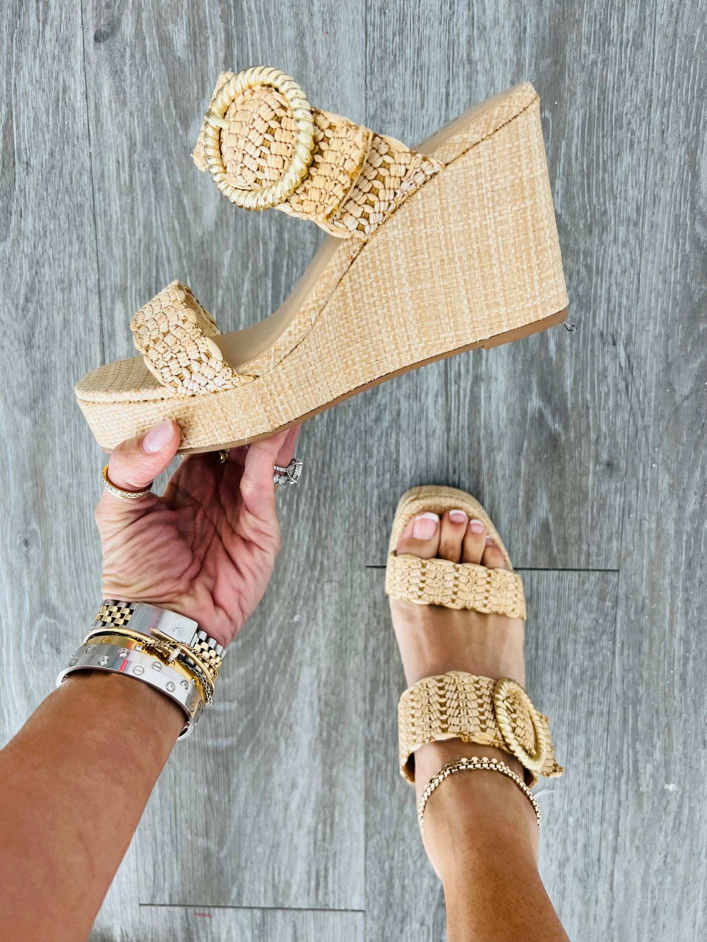 Natural Raffia Raw Talent Wedge Sandals