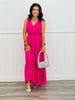 Pink Shirred Shoulder Tiered Maxi Dress (Reg. & Plus)