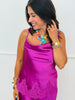 Magenta Satin Cowl Neck Cami Top (Reg.)