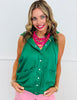 Green Sleeveless Hooded Cardigan (Reg. and Plus)