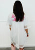 H Grey Mesh Dotted Lace Layered Angel Printed Shirt Dress (Reg. & Plus)