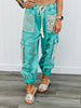 POL Distressed Jungle Green & Lace Jogger Pants (Reg)