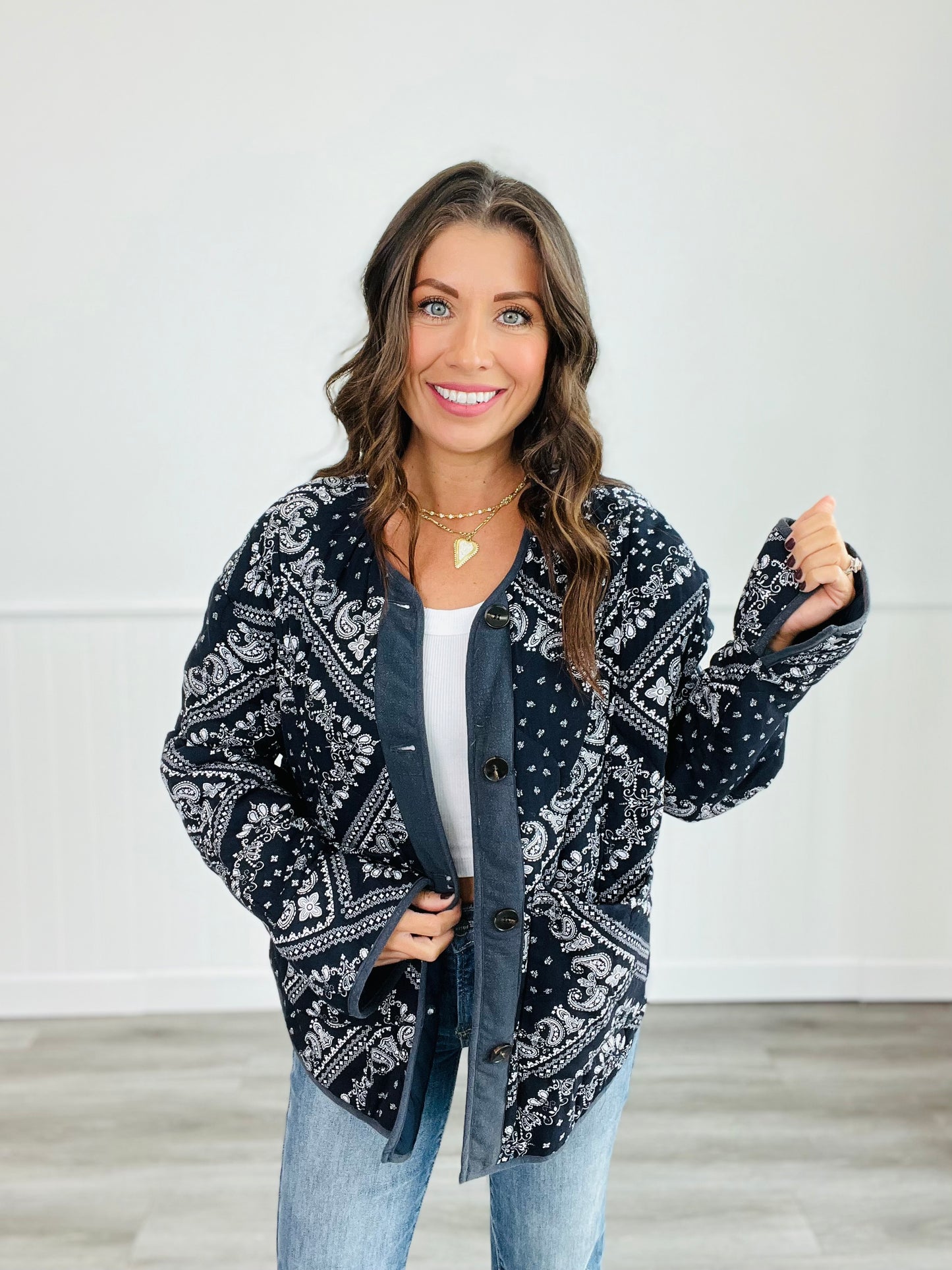 Paisley Quilted Jacket (Reg & Plus)