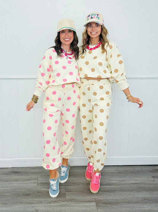 Polka Dot Jogger Sweat Pants (Reg.)-2 Colors
