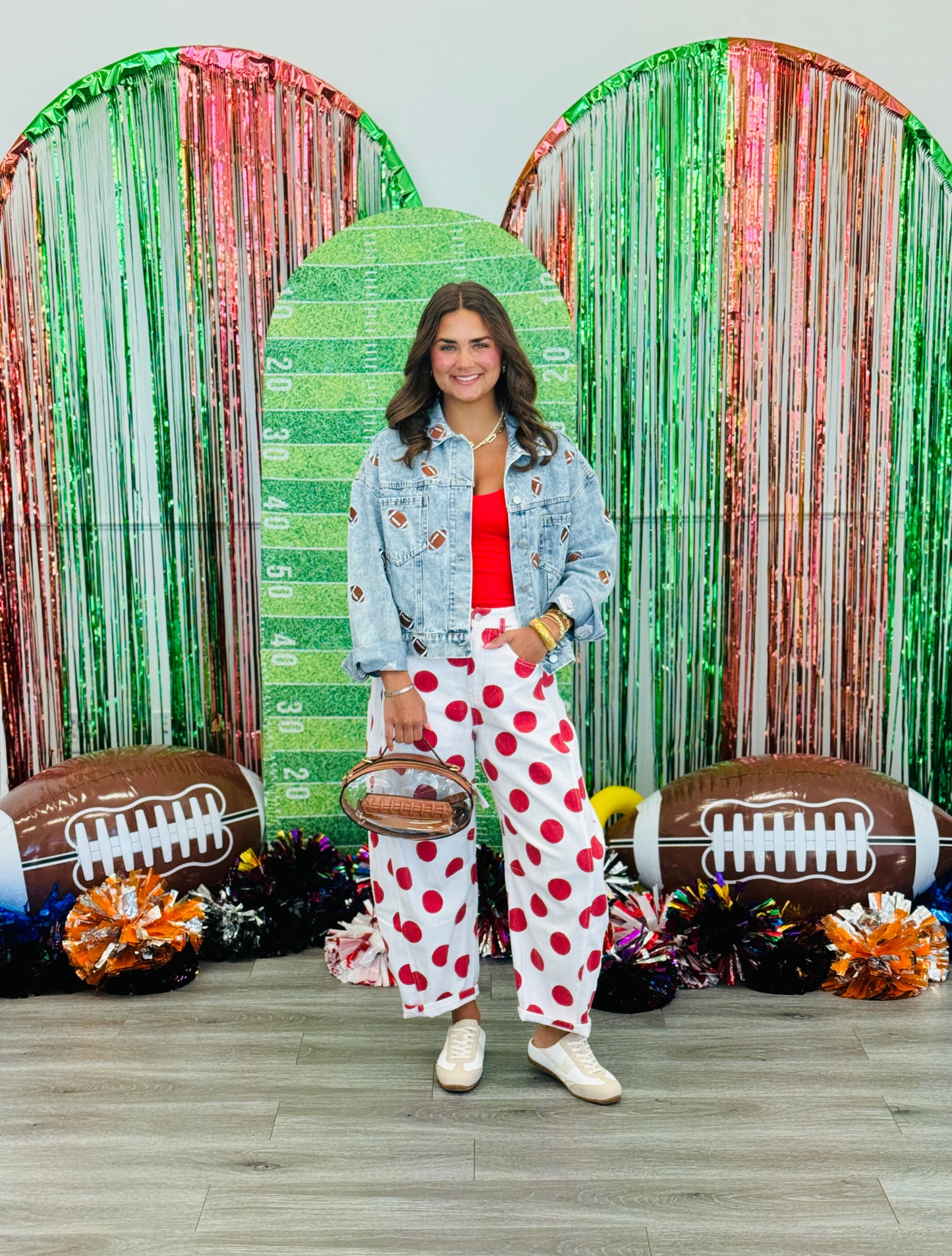 Dk Red Polka Dot Barrel Pants (Reg. and Plus)