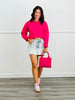 Hot Pink Contrast Trim Sweater (Reg & Plus)