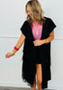 Black Lace Tiered Open Front Cardigan (Reg.)