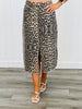 Brown Leopard Front Split Midi Skirt (Reg.)