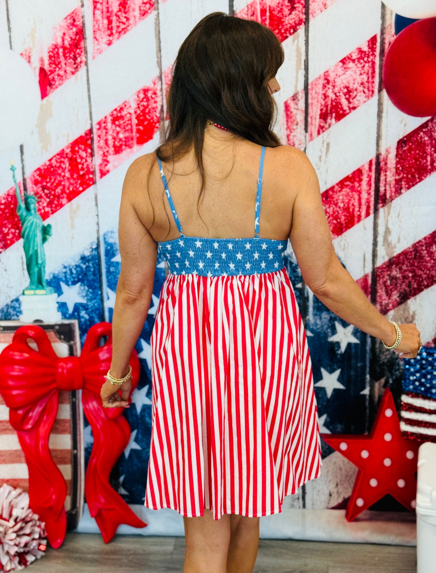 Stars & Stripes Strappy Mini Dress (Reg.)