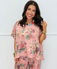 Pink Garden Floral Top & Jogger Pants Set (Reg & Plus)