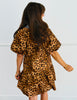 Brown Leopard Print Zip Front Mini Dress (Reg & Plus)