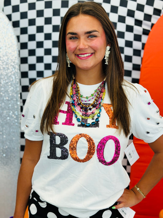 Sequin 'Hey Boo' Halloween Top (Reg. and Plus)