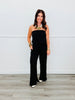 Black Side Stripe Tube Top Jumpsuit (Reg. and Plus)