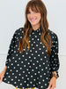 Black & White Polka Dot Button Front Blouse (Reg.)