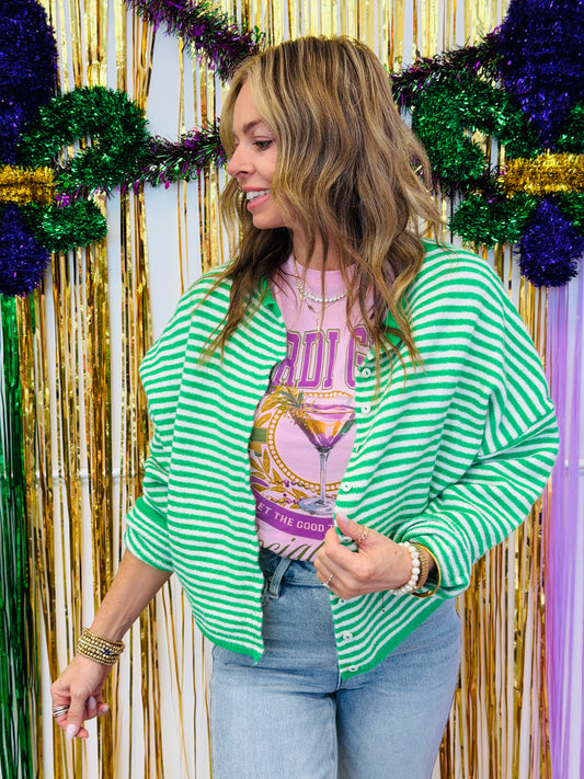 Green Striped Gigi Cardigan (Reg.)