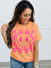 Orange Happy Face Flower Checked Tee (Reg. and Plus)