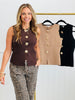 Multi Gold Detail Button Up Sleeveless Top (Reg.) - 3 Colors
