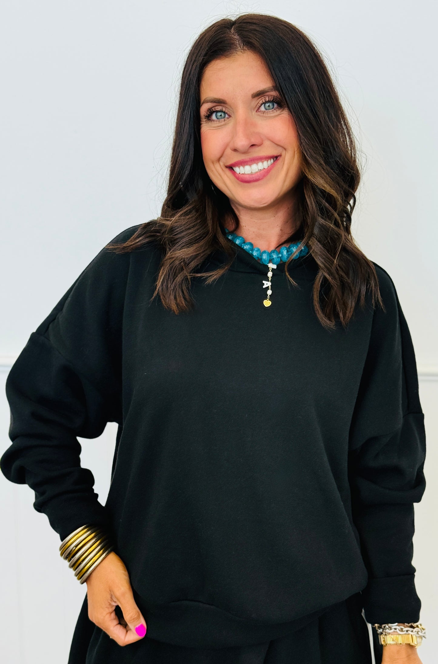 Black Icon Hoodie Sweatshirt & Mini Skirt Set (Reg.)