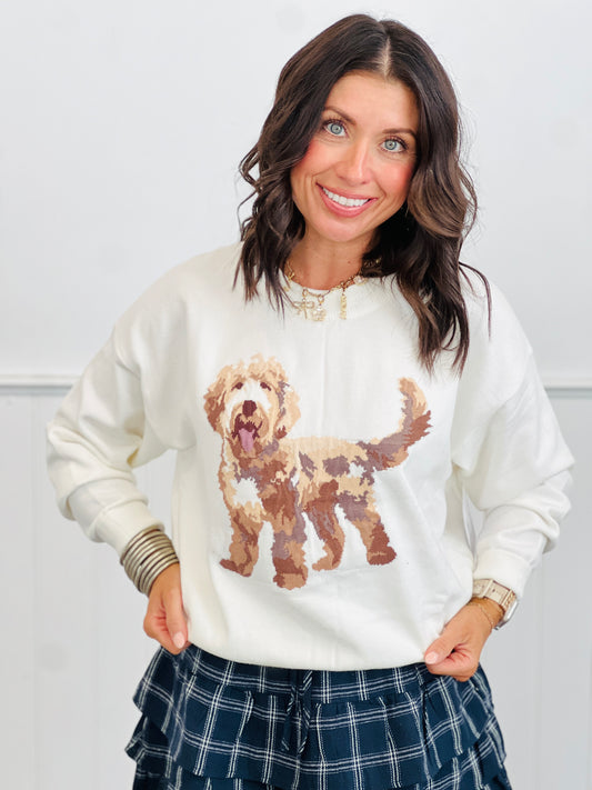 White Puppy Graphic Sweater (Reg.)