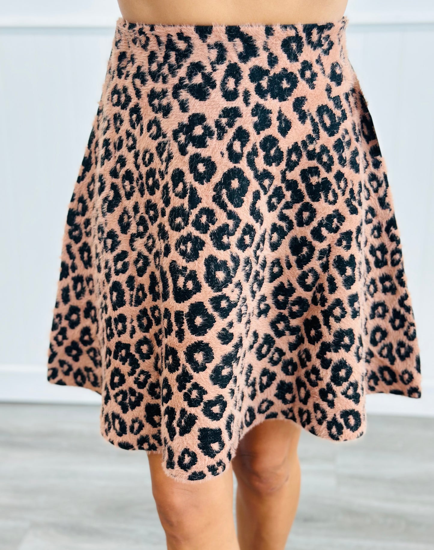 Leopard Sweater Mini Skirt (Reg & Plus)