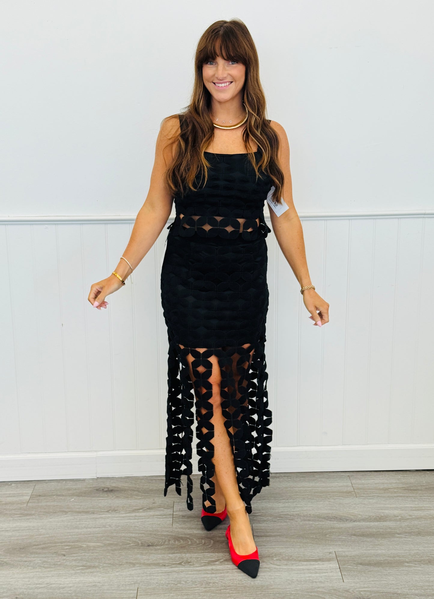 Black Crochet Geometric Tank Top (Reg & Plus)
