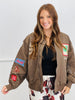 Mocha West Coast Rodeo Embroidered Bomber Jacket (Reg & Plus)