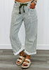 Striped Grommet Waist Denim Barrel Pants (Reg.)-2 Colors
