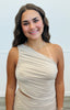 One Shoulder Ruched Knit Top (Reg.)-2 Colors