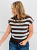 Brown/Light Blue Stripe Sleeveless Sweater Top (Reg.)