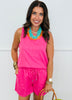 Hot Pink Rhinestone Sleeveless Blouse (Reg. and Plus)