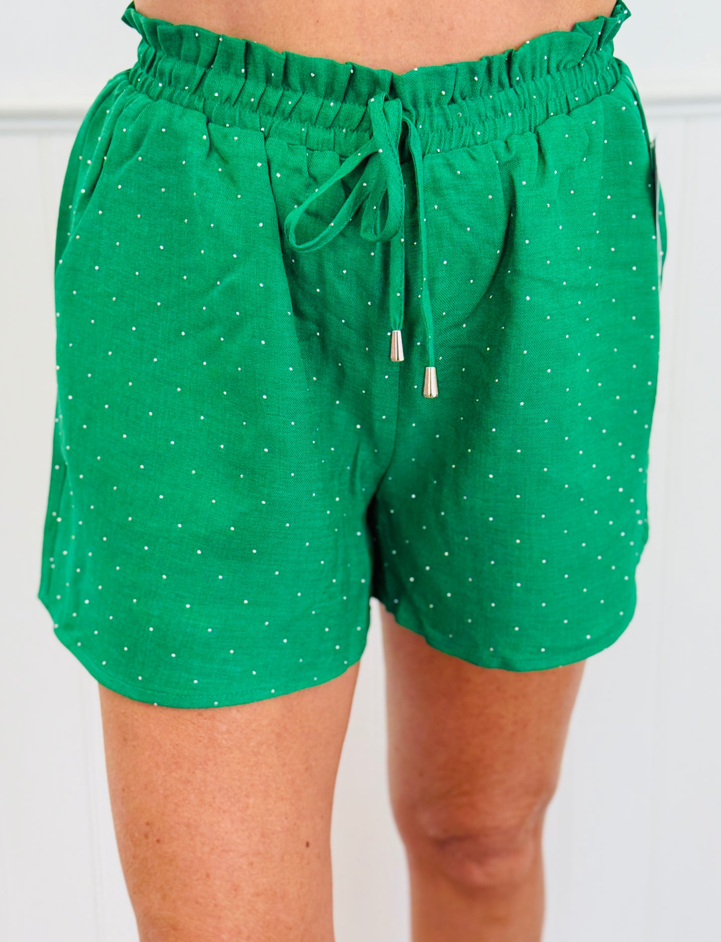 Green Rhinestone Pocket Shorts (Reg. and Plus)